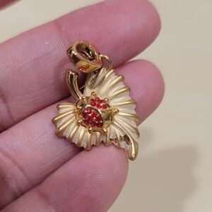Spartina 449 Ladybug Charm "Always a Lady" Red Crystals Gold Tone